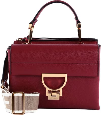 COCCINELLE Leren Schoudertas Handtas Arlettis Signature Handbag Grained Leather Sangria (rood)paars