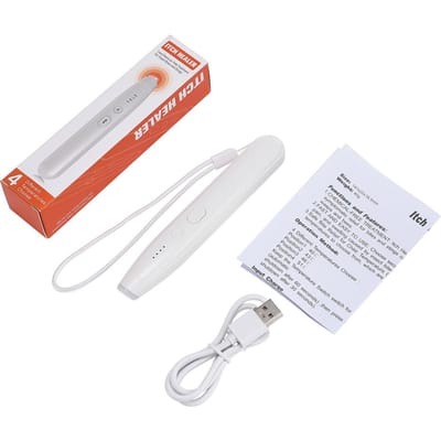 Natuurlijke Draagbare Muggen- & Insectenbeet Verlichting Jeukpen Oplaadbare Anti-Jeuk Oplossing voor Insectenbeten Geschikt voor Volwassenen white