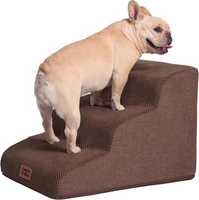 Honden Trappetje - Huisdier Opstap - Makkelijk Klimmen - Zacht Schuim Materiaal - 40x57x40 cm - Bruin
