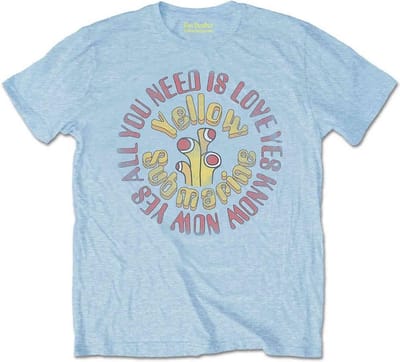 The Beatles - Yellow Submarine AYNIL Circle Vintage Heren T-shirt - M - Blauw