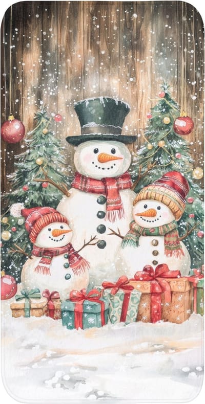 WC mat 60x120 cm - Antislip - Sneeuwpop - Familie - Kleurrijk - Toiletmat - Vloermat - Douchemat - Toilet tapijt - Toiletmatten