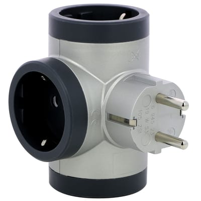 Legrand Premium Draaibare Domino 3x2P+A Aluminium (Europese Stekkerdoos) - 694523 [10 stuks]
