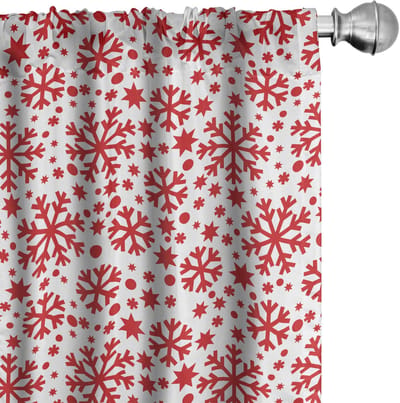 ABAKUHAUS Sneeuwvlok Gordijnen – 2x75x175 cm – Mikrofaser – rood-wit