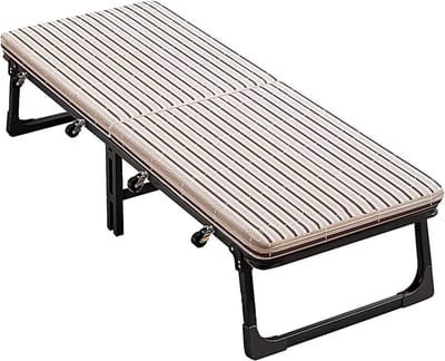 Opklapbed 1 Persoon - Gastenbed Vouwbed - Ruimte Besparen - 360° Wielen - 185 x 80 x 38cm - Wit