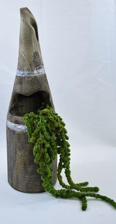 ZoeZo Design - Robuust - landelijk - sober - hout - plantenbak - pot - H47 x Ø 14 cm (zonder plant)