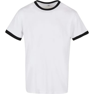 Build your Brand Men´s Ringer Tee BYBB022 - White/Black - XS