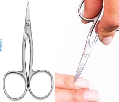 MEDLUXY® Exclusive - Nagelriemschaar (huid- en vellenschaartje) en Nagelschaar (zachte nagels) - Gebogen - 9 cm - INOX (Nagelriemknipper, Cuticle Cutter, nagelriem schaar) [PM0581]