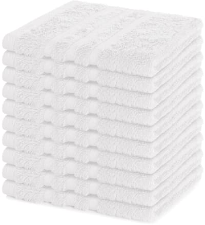 Lavea® Set van 10 Washandjes 30x30 cm | 100% Katoen | Zachte & Absorberende Gastendoekjes | Gezicht, Baby, Make-up, Reizen - Wit