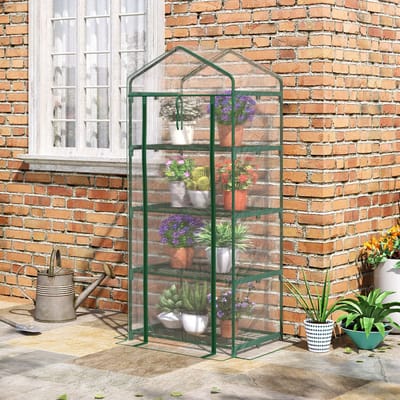 MODFU - Foliekas Met 4 Legplanken - Roldeur - Stalen Frame - Transparant - 70 X 50 X 160 Cm