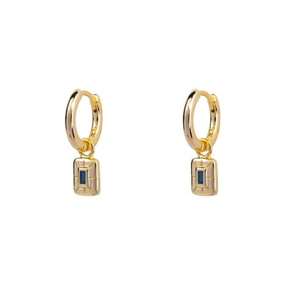 Petit Comité - Oorbellen Dames Geboortesteen September Saffier - 925 Sterling Zilver - 18K gold plated - Dames Cadeau
