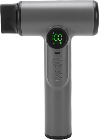 VHV Professionele draadloze föhn-Hoge snelheid voor snel drogen, föhn, HD-scherm, 3 temperaturen en 3 snelheden, voor slaapzaal, reizen, kamperen, oplaadbaar - Grijs