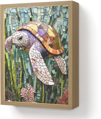 Wandlamp 30x40 cm - Oplaadbaar - Schildpad - Zeewier - Mozaïek - Wandlampen binnen woonkamer - Slaapkamer lamp - Decoratieve nachtlamp - Vloerlamp draadloos