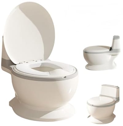 Toiletpot voor baby's met jachtgeluiden - Kindertoilet voor Zindelijkheid - Inclusief Batterijen - Toiletverhoger voor Kinderen vanaf 18 maanden - Grijs