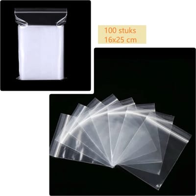 Youhomy glipzakken 100 stuks 16x25 cm- Medium formaat- Transparant- hersluitbaar| extra sterk| Bewaarzakken| Opbergzakjes| zak verpakking