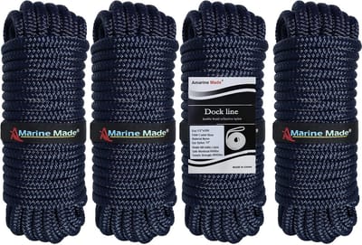 Dubbele Gevlochten Nylon Lijnen - Aanleglijnen Boot Lijnen - Aanleggen Boot - Hoge Breeksterkte - 20ft x 1/2 inch