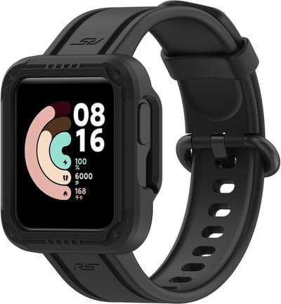 By Qubix - Siliconen sportband met case - Zwart - Geschikt voor Xiaomi Redmi Watch 2 (Lite)