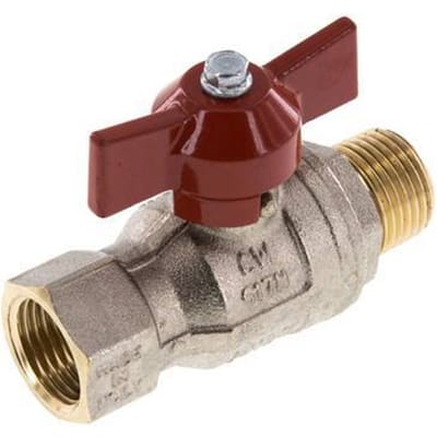 Buiten x Binnendraad R/Rp 1/2 inch Vlinder Handle 2-Weg Messing Kogelkraan - BL2BN-M-MF-NK-012