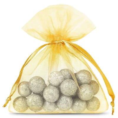 Organza Zakjes 7 x 9 cm | 50 stuk | Goud | Cadeauzakjes Geschenkzakjes Cadeau Verpakking Geurzakjes Snoepzakjes Bruiloft decoratie