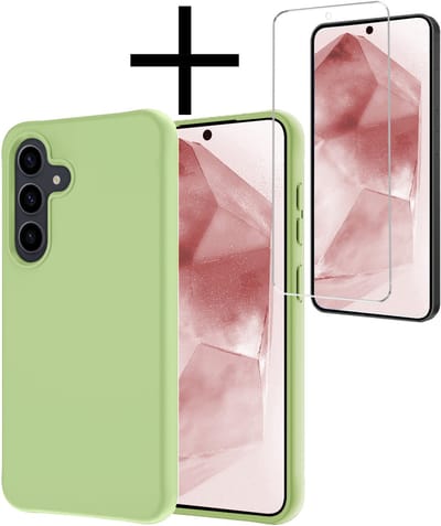 Hoesje - Met Screenprotector - Geschikt voor Samsung Galaxy A56 - Sterk & Shockproof - Back Cover - Siliconen Case - Telefoon Hoes - Groen
