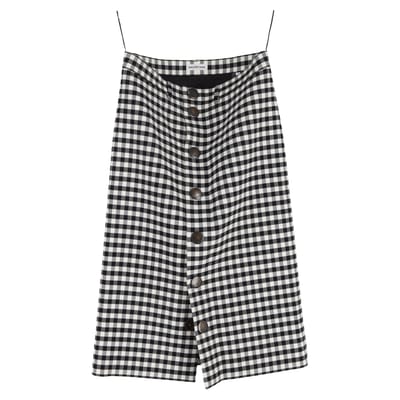 Balenciaga midi-rok met gingham-patroon in zwart polyester