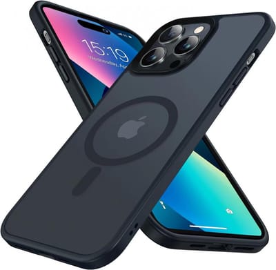 Hoesje compatibel met MagSafe - Geschikt voor Apple iPhone 14 Pro - Matte Beschermhoes - Back Cover met Magneet - Geschikt voor Draadloos Opladen met Magnetische Ring - Zwart