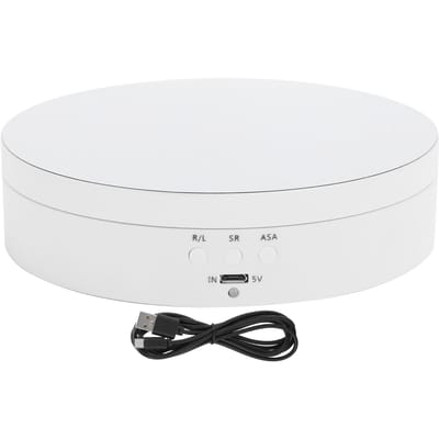 3 Snelheden Elektrische Roterende Displaystandaard 360 Graden Draaiplateau Sieradenhouder USB OpladenWit