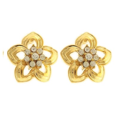 Behave - Oorbellen bloem goudkleur met steentjes - 2 cm