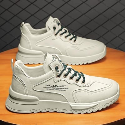 Lente Herenschoenen Nieuwe Ademende Waterdichte en Antislip Schoenen voor Heren Trendy en Veelzijdig Sportschoenen met Dikke Zool en Casual Trendy Schoenen voor Papa 44 white