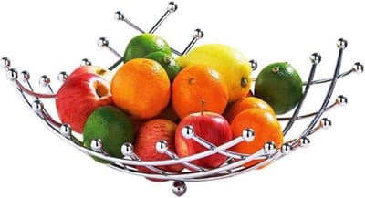 Famanu – Fruitmand 2 lagen – kunststof schalen met metalen standaard voor fruit en desserts