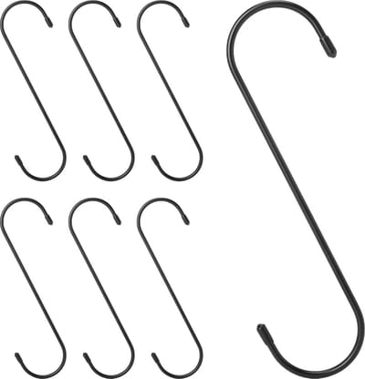 S-haken - Ophanghaken - Orde Scheppen - Antislip Grip - 6 stuks 20 cm - Zwart
