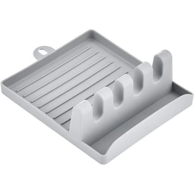 Repose-cuillère de cuisine, organisateur de cuisine pour fourchette, spatule, support de cuillère, support de rangement de vaisselle pour cuillère, support de couvercle de casserole gris