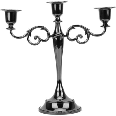 Porte-bougie romantique de style européen Bougeoir pour dîner Maison Hôtel Mariage Restaurant 3 Têtes Noir gray