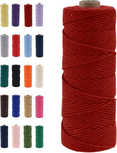 Natuurlijke Katoenen Macrame Touw van 100m in Wijnrood voor DIY Creaties, Macrame Kunst en Cadeaus