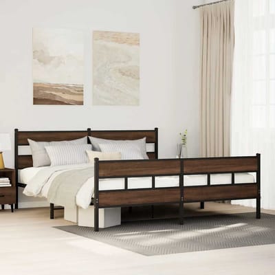 vidaXL - Bedframe - zonder - matras - metaal - bruin - eikenkleurig - 200x200 - cm