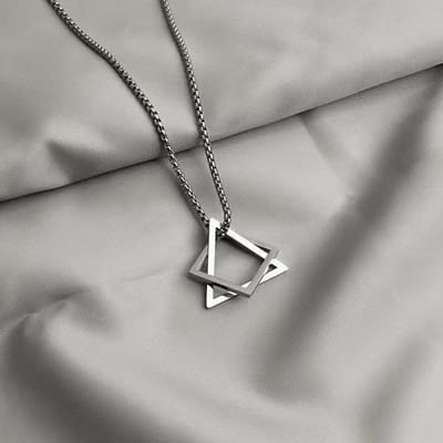 Donley - Interlocking Triangle/square - Punk ketting - Rock ketting- interlocking ketting - Gothic - non binair - vintage triangle.square - hiphop - punk - Punk interlocking Pendant Necklaces - Silver/Silver