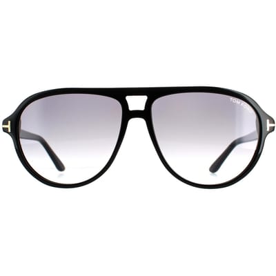 Tom Ford Aviator Mannen Shiny Black Smoke Gradiënt FT0932 Jeffrey
