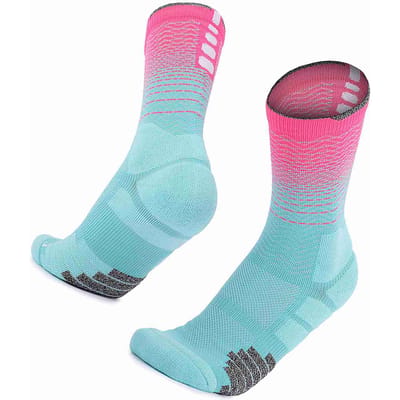 Chaussettes de basket-ball hommes femmes chaussettes de Football respirantes chaussettes de sport chaussettes de sport rembourrées Pink&Green