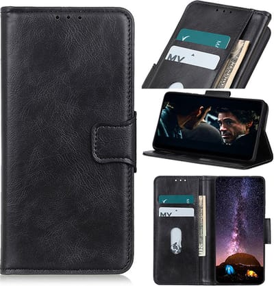 Zakelijke Book Case Telefoonhoesje Geschikt voor de Motorola Moto G9 Play - Portemonnee Hoesje - Pasjeshouder Wallet Case - Zwart