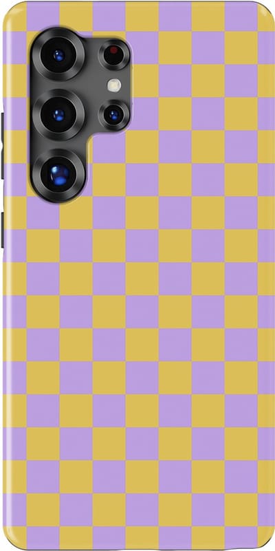 Design Hoesje Samsung Galaxy S25 Ultra | Geschikt Voor Mag | Tiny Squares Checkered Print | Backcover Samsung Galaxy S25 Ultra Lilac Lemonade