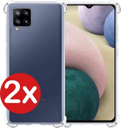 Hoesje - 2 Stuks - Geschikt voor Samsung Galaxy A12 - Sterk & Shockproof - Back Cover - Siliconen Case - Telefoon Hoes Shock Proof - Telefoonhoes - Transparant