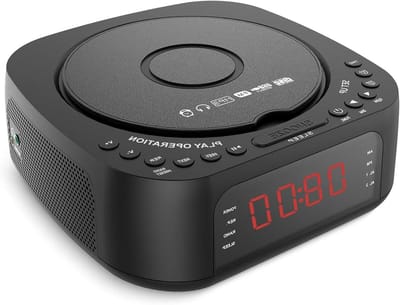 Cd-speler Wekker - Radio Alarm - Rustig Ontwaken - Dubbele Alarmen - Dimbaar Display - Zwart