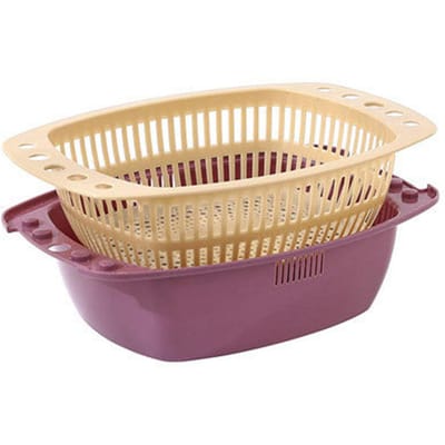 2 stuks Groente Wasmand Dubbele Lagen Fruit Wassen Drogen Afdruipbassin Mand voor Huishouden