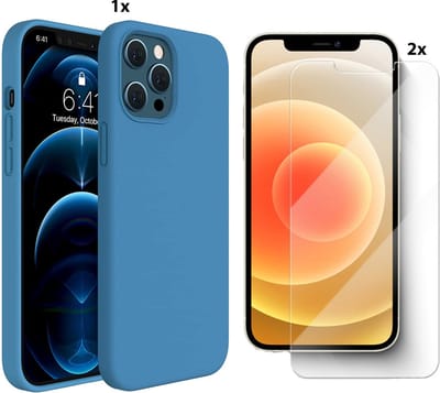 Hoesje Geschikt voor iPhone 11 Hoesje Soft Nano Silicone Backcover Gel Hemels Blauw Met 2x Glazen screenprotector