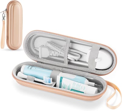 Reistandenborstelhouder - 21*6.3*6.3cm - Tandenborstelhouder - Travel case - Draagbaar - Tandenborstel Koker - Compact - Geschikt voor elektrische tandenborstels - Draagbare reistas met harde schaal – Goud