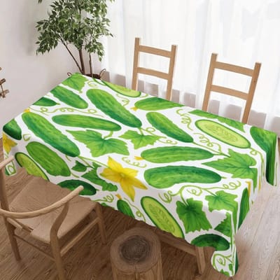 Komkommerpatroon Rechthoekige Tafelkleed Voor Keuken Eettafel Decor Herbruikbaar Wasbaar Tafelkleed Voor Bruiloft Vakantiefeest 90x140cm beige