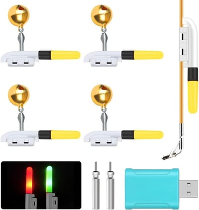 4 LED Beetmelders voor Nachtvisserij met Oplaadbare Batterij en Alarmfunctie, Perfect voor Actieve Vissers