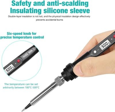 Instelbare Soldeerboutkit met Digitale Multimeter - 80W, 180-500°C, Inclusief Soldeerdraad en 5 Soldeerpunten