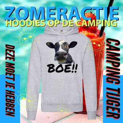 Hoodie camping - Grappige Hoodie Koe Boe - Hoodie Lichtgrijs - Maat S
