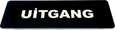 Deurbordje met tekst Uitgang - 150 x 50 mm (incl. dubbelzijdige tape) - zwart / wit | Geborstelde RVS-look toplaag | Gratis Verzending