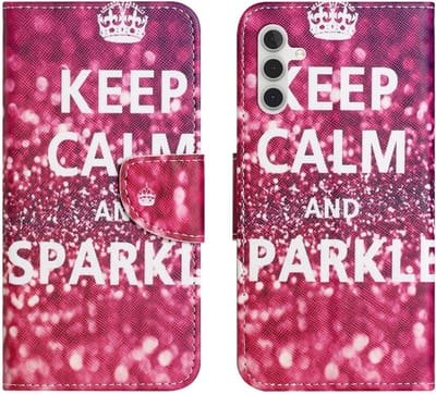Coverup Hoesje - Geschikt voor Samsung Galaxy A55 Hoesje - Coverup Book Case - Keep Calm and Sparkle
